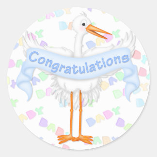 Stork Congratulations Sticker (Blue)
