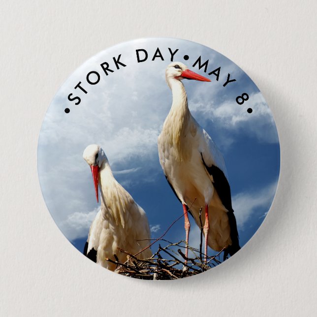 Stork Day, white stork 7.5 Cm Round Badge (Front)