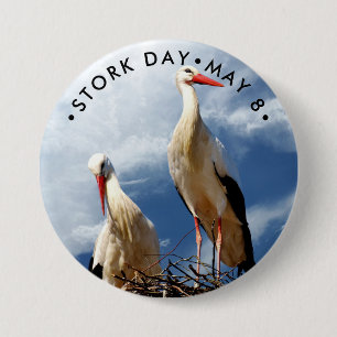 Stork Day, white stork 7.5 Cm Round Badge