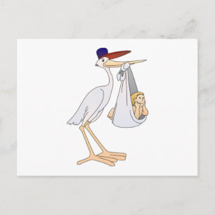 Stork Delivering a Baby Postcard