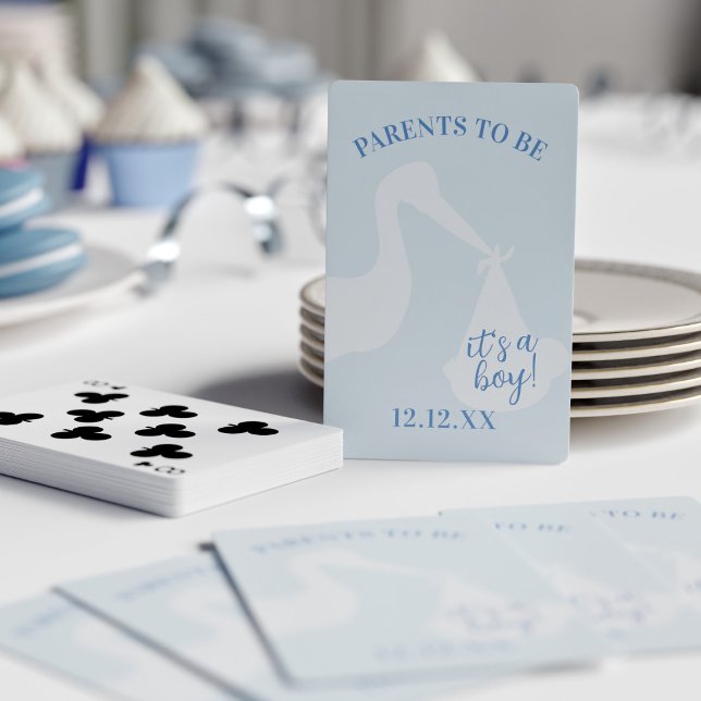 Stork Delivery Blue Boy Baby Shower Playing Cards (Creator Uploaded)