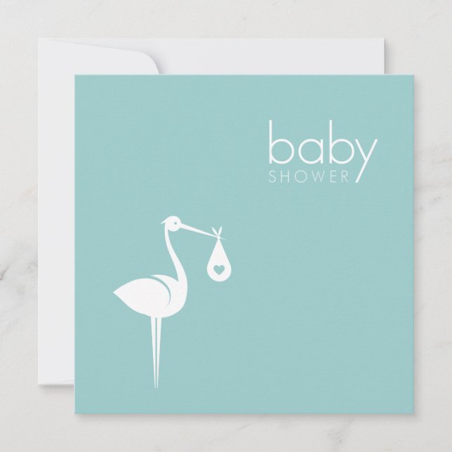 Stork Delivery Boy Blue Baby Shower invitation (Front)