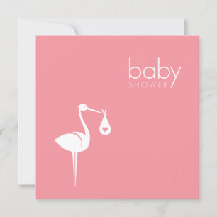 Stork Delivery Girl Pink Baby Shower invitation