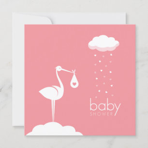 Stork Delivery Pink Baby Shower Invitation