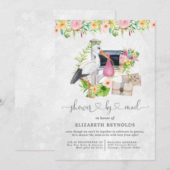 Stork Delivery | Virtual Baby Shower by Mail Invitation (Front/Back)