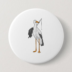 Stork Fishing Fisher Fishing rod 7.5 Cm Round Badge