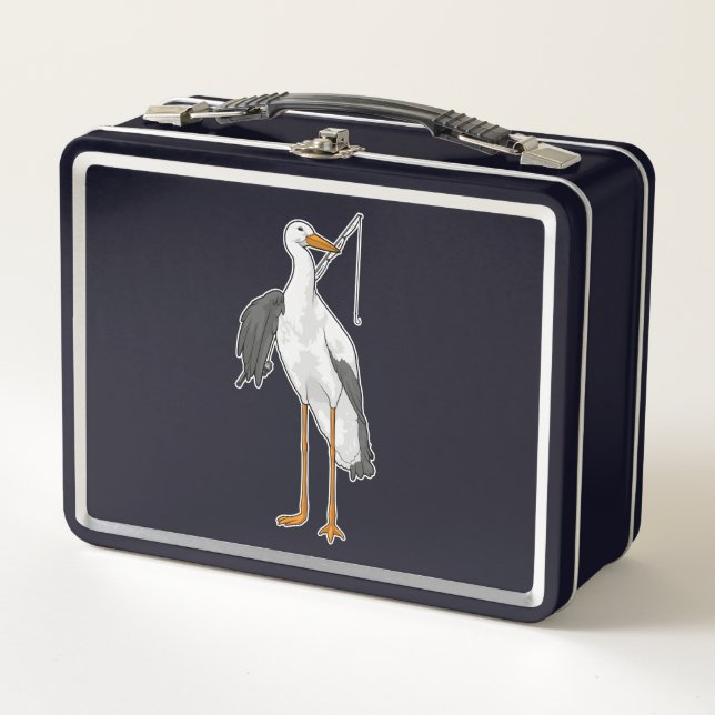 Stork Fishing Fisher Fishing rod Metal Lunch Box (Front)