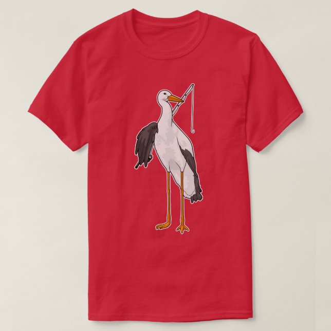 Stork Fishing Fisher Fishing rod T-Shirt (Design Front)