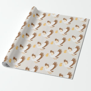Stork flying a baby Baby Shower Wrapping Paper