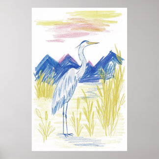 Stork from a mirage poster