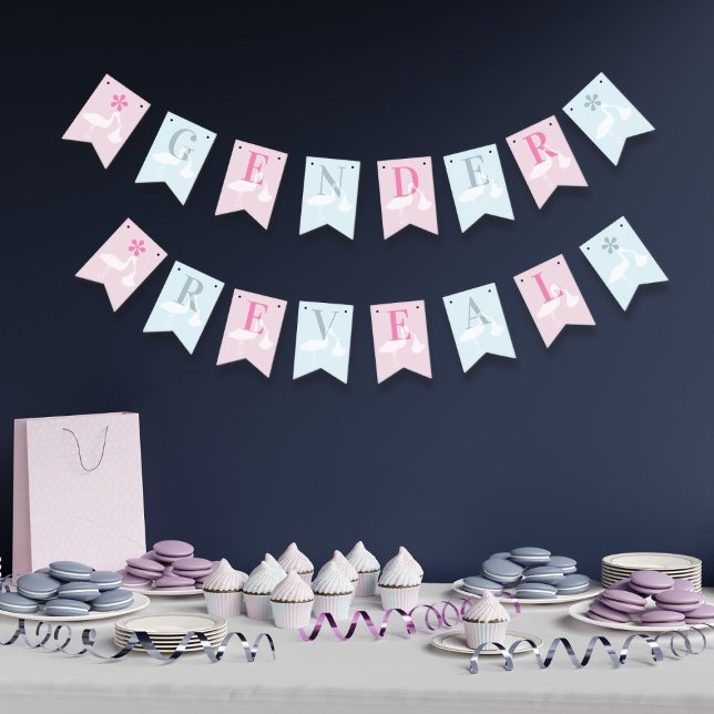 Stork Gender Reveal Baby Shower Bunting Flags (Creator Uploaded)