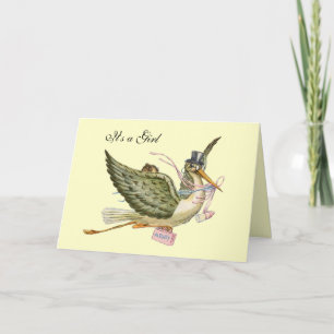 STORK GIRL BABY SHOWER ANNOUNCEMENT