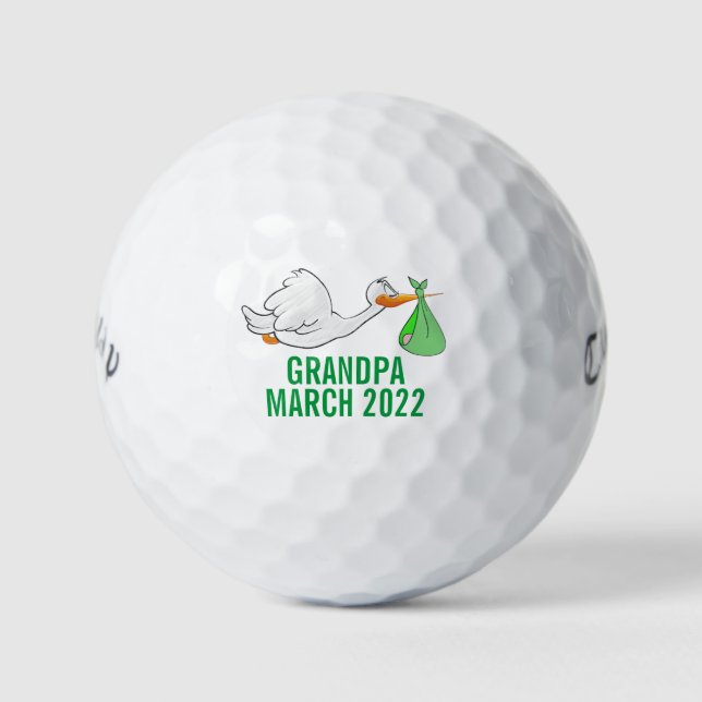 Stork Grandpa/Uncle Baby Announcement Golf Balls (Front)
