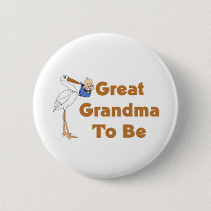 Stork Great Grandma To Be 6 Cm Round Badge