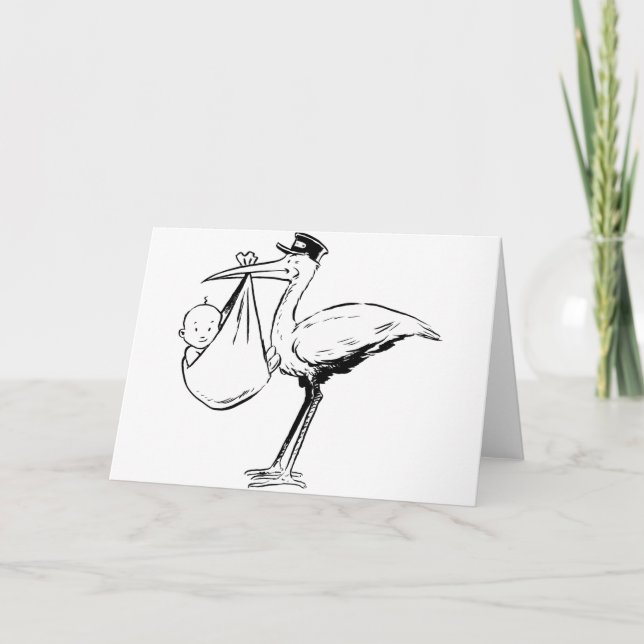 Stork Holding A Baby Greeting Cards (Front)