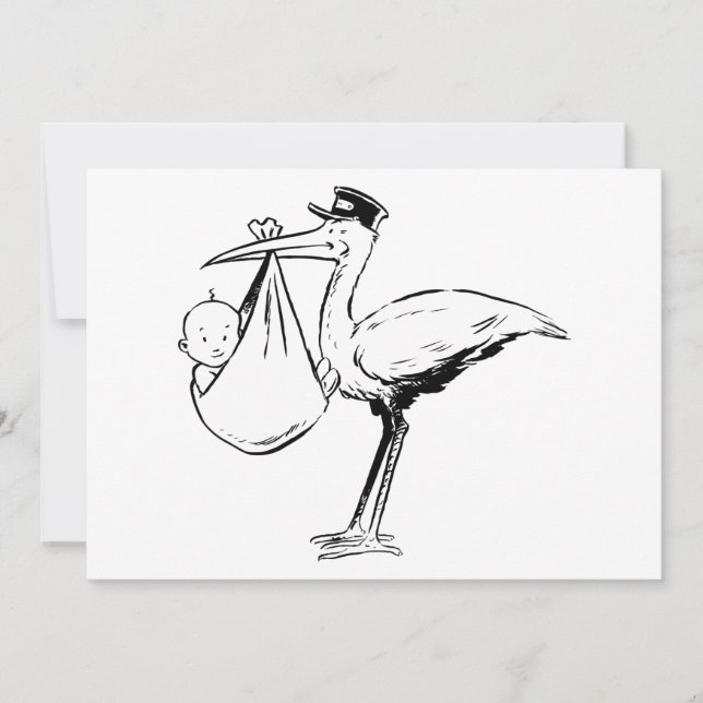 Stork Holding A Baby Invitations (Front)