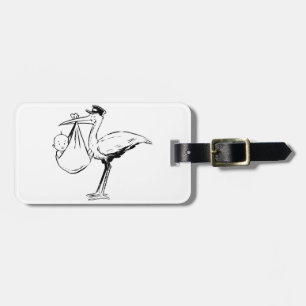 Stork Holding A Baby Luggage Tags