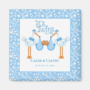 Stork Holding Twin African American  Boys Magnet