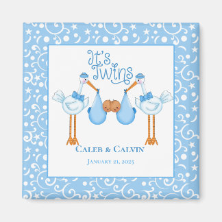 Stork Holding Twin African American Boys Magnet