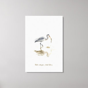 Stork in water canvas print