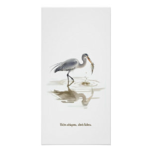 Stork in water poster