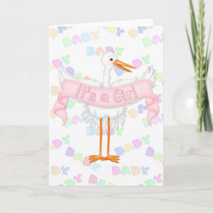 Stork It's A Girl Announcement Card
