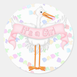 Stork It's A Girl Sticker