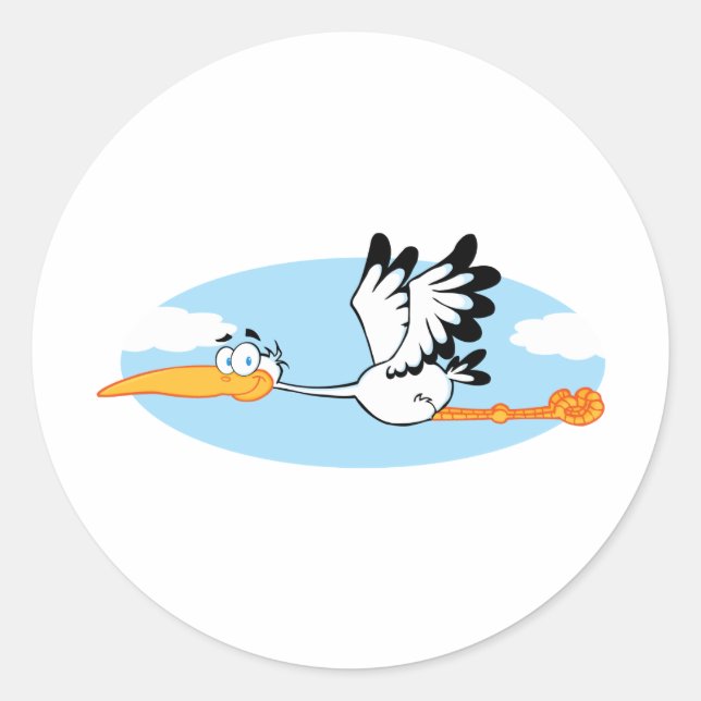 Stork Mascot Cartoon Character Classic Round Sticker (Front)