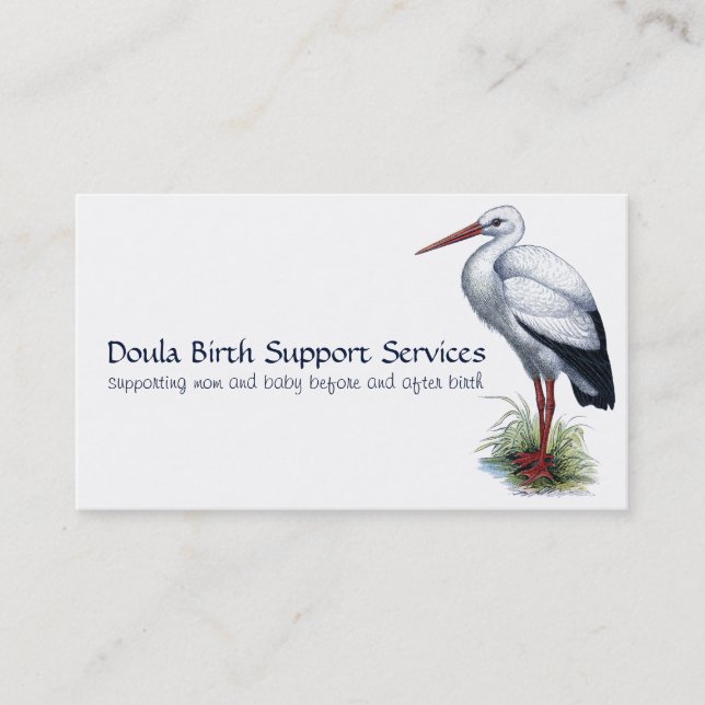 Stork Midwife Or Doula Birth Support Services Calling Card (Front)