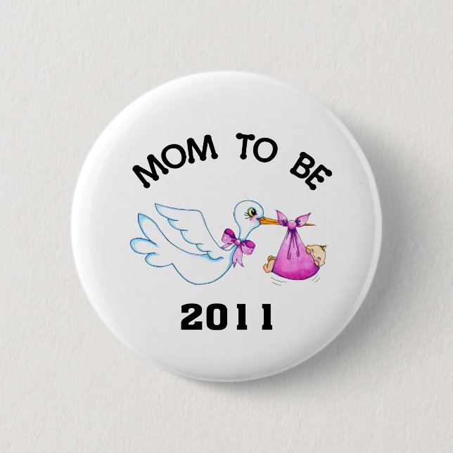 Stork Mum to Be 6 Cm Round Badge (Front)
