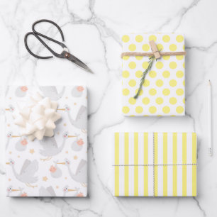 Stork New Baby Wrapping Paper Set of 3