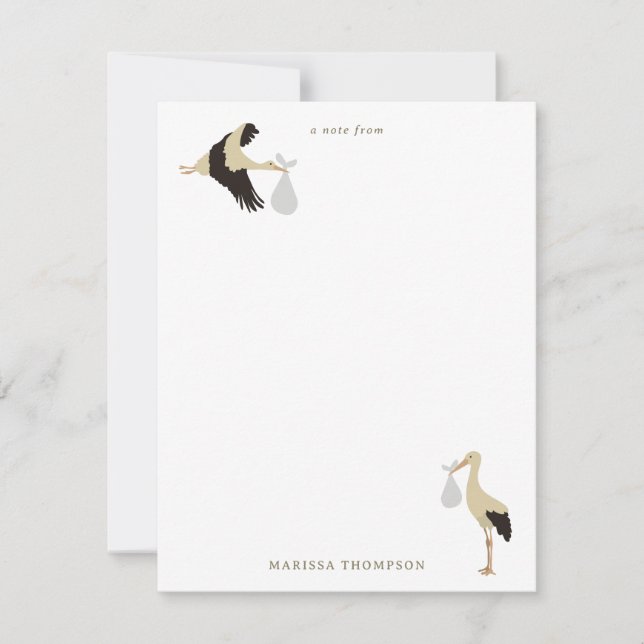 Stork Newborn Baby Boy Girl Pattern Card (Front)