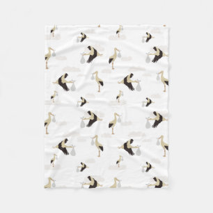 Stork Newborn Baby Boy Girl Pattern Fleece Blanket