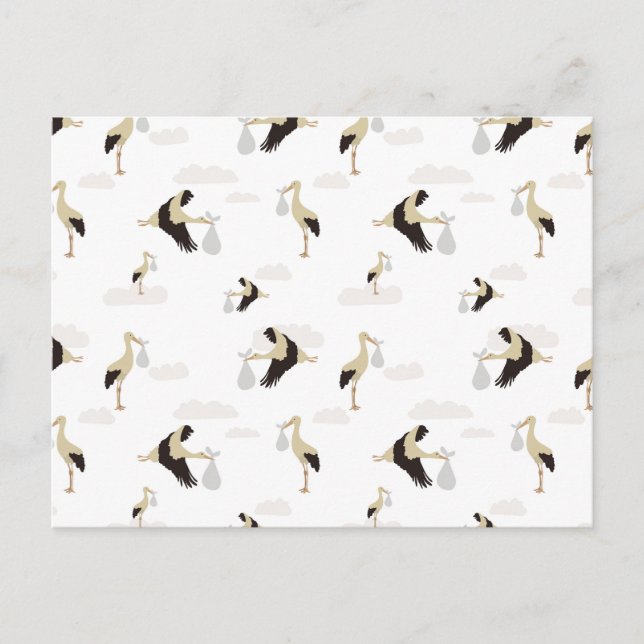 Stork Newborn Baby Boy Girl Pattern Holiday Postcard (Front)