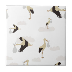 Stork Newborn Baby Boy Girl Pattern Tile
