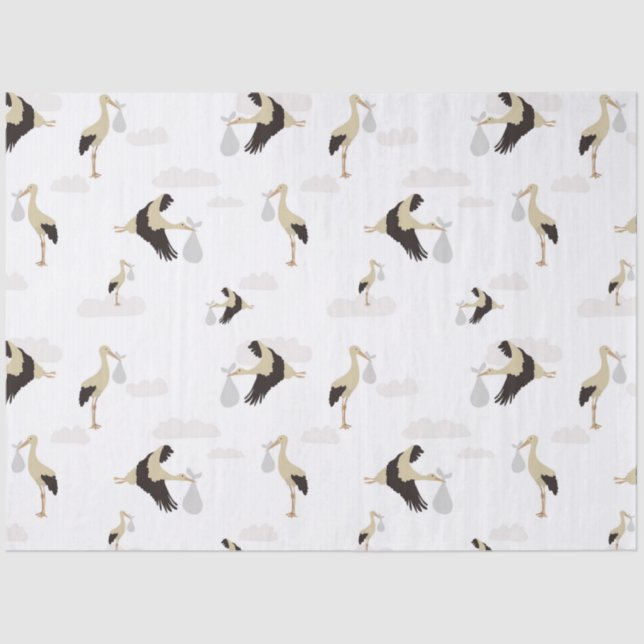 Stork Newborn Baby Boy Girl Pattern Tissue Paper (Front)
