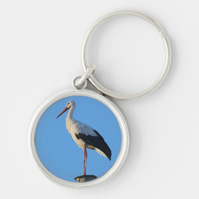 Stork on pole key ring (Front)