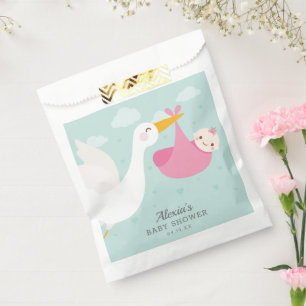 Stork Pink Bundle Girl Baby Shower Favour Bags