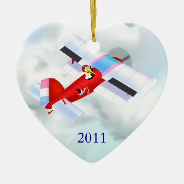 Stork Plane Ornament (Front)