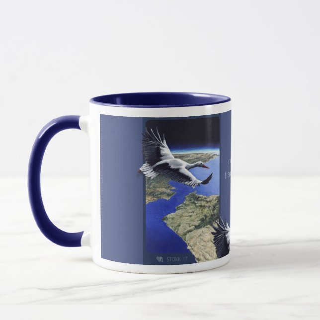 Stork [recurrence transformation yearning] mug (Left)