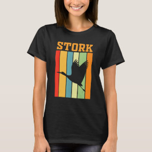 Stork Shadow Silhouette In Retro Colours T-Shirt