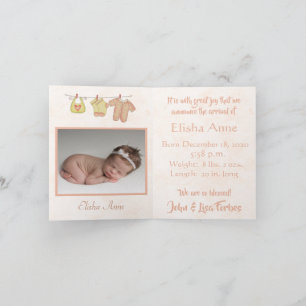 Stork She's Here! Whimsical Peach Baby Announcement