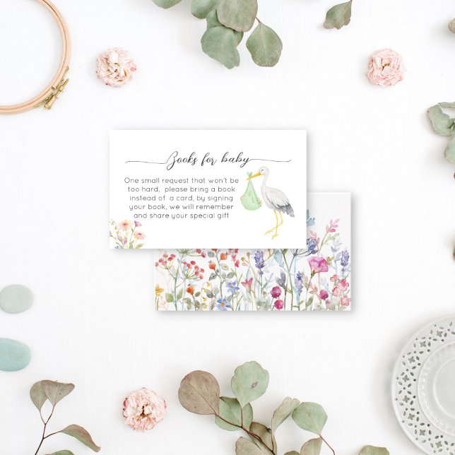 Stork special delivery baby shower books request enclosure card (Stork special delivery baby shower books request enclosure card books for baby cards traditional)