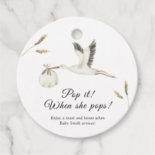 Stork special delivery - Pop it when she pops Favour Tags