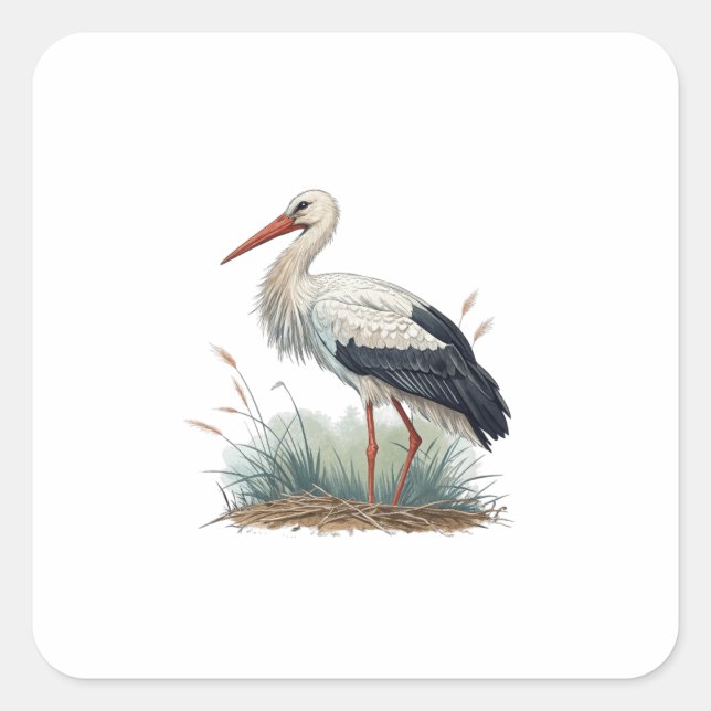 Stork Square Sticker (Front)