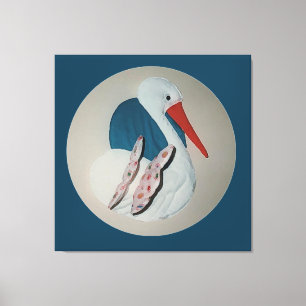 Stork Storks Baby's Room Fabric Art Canvas Print