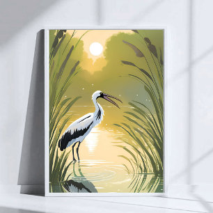 Stork Swamp Everglades National Park Watercolor Poster