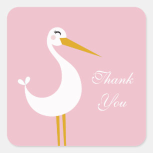 Stork Thank You Square Sticker