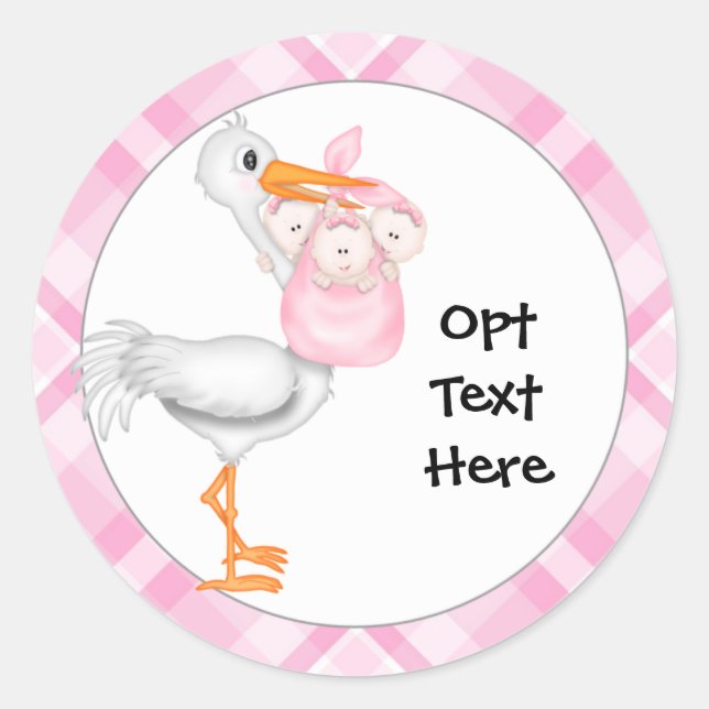 Stork & Triplet Girls Stickers (Front)