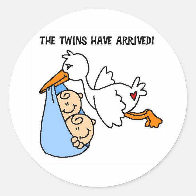 Stork Twin Arrival Classic Round Sticker (Front)